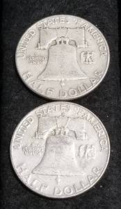 2 FRANKLIN HALF DOLLARS1957 1961-D