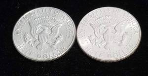 2 AU-UNC 1964 KENNEDY SILVER HALF DOLLARS