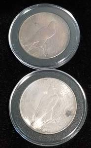 2 PEACE SILVER DOLLARS IN AIRTITES 1922 1926-S