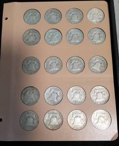 COMPLETE SET OF SILVER FRANKLIN HALF DOLLARS 1948-1963 (35 COINS)