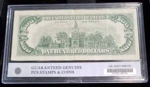1966 RED SEAL US CURRENCY $100 FEDERAL RESERVE BANK NOTE