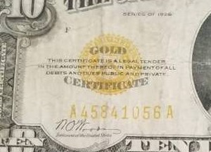 1928 US CURRENCY GOLD SEAL $10 GOLD CERTIFICATE