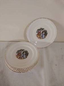lot 184 image: 6 Gold-Rimmed Dessert Plates