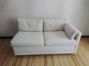 lot 5 image: Two Piece White Sectional Sofa