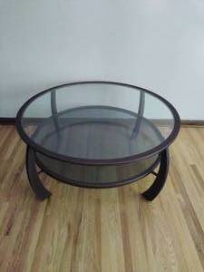 lot 7 image: Round Glass Coffee Table