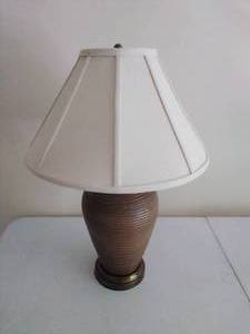 lot 12 image: Striped-Look Brown Tabletop Mirror