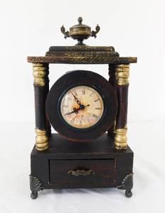 lot 117 image: Vintage Wood Case Clock with Drawer