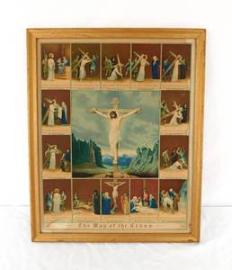 lot 122 image: Vintage The Way of The Cross Print