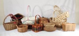 lot 162 image: Lot of 13 Various Baskets including Longaberger Baskets