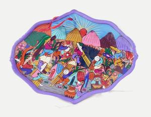 lot 193 image: Vintage Clay Painted Senor and Senorita Villager Plate