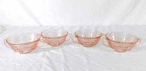 lot 249 image: Set of 4 Vintage Pink Glass Bowls and Divided Tray