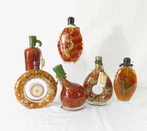 lot 201 image: Set of 6 Art for the Table Vinegar bottles