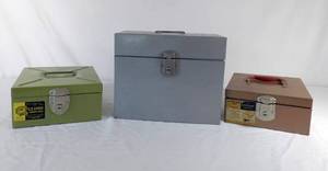 lot 240 image: Vintage Lot of 3 Metal Cash Boxes