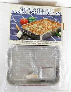 lot 266 image: New Vintage Open Box 1998 3 Piece Progressive Stainless Steel Baking Pan