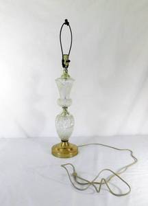 lot 276 image: Vintage 29 Inch High Crystal and Brass Lamp