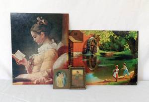 lot 280 image: Vintage Paul Detlefsen and Fragnard  Winde Board Prints and 2 Small Framed Prints