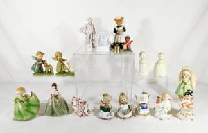 lot 293 image: Lot of 18 Vintage Figurines by Geo Lefton, Rubens, Napco, Dept 56 and Precious Moments