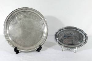 lot 301 image: Set of 2 Vintage Silver Trays includes 1 Irwin Ware Tray