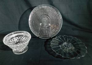 lot 197 image: Lot of 3 Vintage Crystal Serving Pieces