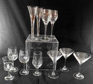 lot 175 image: Lot of Wine Champagne and Martini Glasses