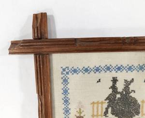 lot 204 image: Vintage Wood Framed Mom Cross Stitch