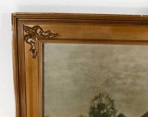 lot 260 image: Antique Shore Side Waterfront Cottage Framed Print
