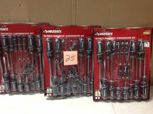 Lot of 3 Husky Magnetic Hand Tool Screwdriver Set (18-Piece, 12-Pack) not used