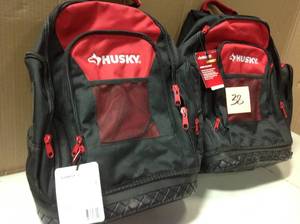 LOt of 2 not used Husky 18 in. Rubber Bottom Tool Backpack in Red