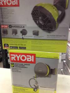 Lot of 2 Garage  RYOBI tools includes Garage High Pressure Air Inflator Accessory set and Garage Fan in good condition