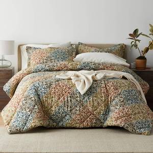lot 6 image: Seville 3-Piece 200 Thread Count Cotton Percale King Comforter Set, 50422P-K-MULTI - NEW
