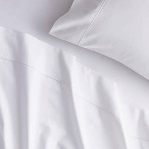 lot 39 image: Classic 3-Piece White Solid 210 Thread Count Cotton Percale Twin XL Sheet Set, EC39-TXL-WHITE - NEW