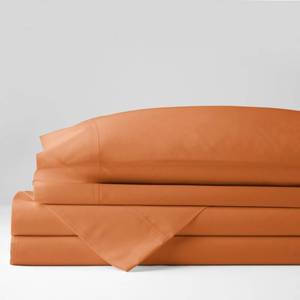 lot 51 image: Cotton 4-Piece Copper Solid 300 Thread Count Percale California King Sheet Set, EC40-CK-COPPER - NEW