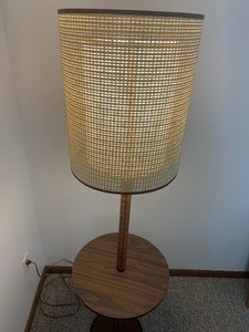 lot 8 image: Vintage Floor Lamp with Attached Table & Original Shade
