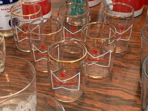 lot 25 image: Large Lot Vintage Barware Schlitz, Budweiser etc... Openers & Glasses
