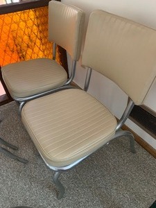 lot 36 image: Four Retro Faux Leather & Chrome Kitchen Chairs