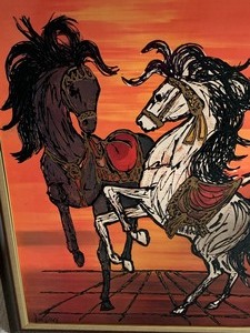 lot 57 image: AMAZING Large Framed Art of Carousel Horses