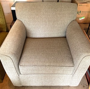 lot 217 image: Neutral Upholstered Chair and Ottoman