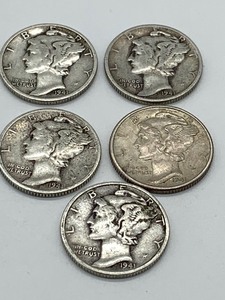 lot 247 image: Lot of 1941 and 1942 Mercury Dimes