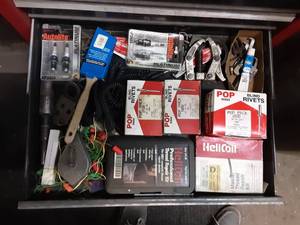 lot 67 image: Contents Of Tool Box Drawer Rivets, Helicoils, Pullers & More