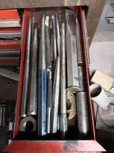 lot 71 image: Contents Of Tool Box Drawer Chisels & Punches