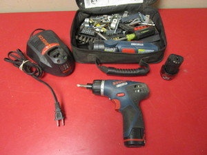 lot 235 image: BOSCH LITHEON CORDLESS DRILL, FLASHLIGHT WITH CHARGER, EXTRA BATTERY, MORE