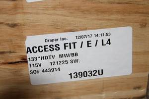 lot 27 image: New Draper 139032U Access FIT Series E Professional Motorized Ceiling Recessed Projection Screen ($2,000 Online)