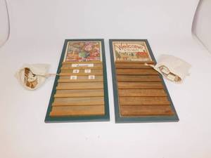 lot 10 image: 2 Old Wooden Calendar Decorations