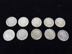 lot 63 image: Lot of 10 Buffalo Nickels