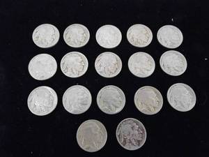 lot 80 image: Lot of 17 Buffalo Nickels