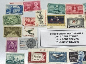 lot 14 image: (60) Different Mint Stamps