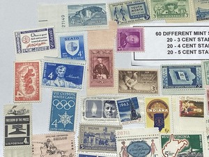 lot 15 image: (60) Different Mint Stamps