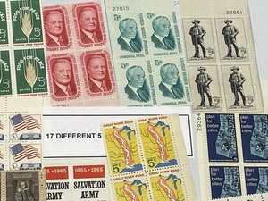 lot 18 image: (17) Different 5-Cent Stamp Plate Blocks