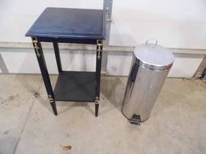 lot 61 image: Table - Stainless Steel Garbage Can