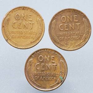 lot 19 image: 1932, 1932-D and 1938-D Lincoln Cents